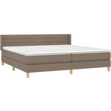  Box spring postelja z vzmetnico taupe 200x200 cm blago | Shoptok.si
