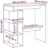 vidaXL Barska miza s policami artisan hrast 100x48x101,5 cm | Shoptok.si
