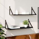 vidaXL Stenska polica 2 kosa črna 80x25x25,5 cm inženirski les | Shoptok.si