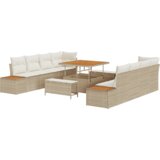 vidaXL 11-delni Vrtni Kavč s Blazinami Bež Poliestra Acacia | Shoptok.si