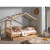 Vipack Dječji krevet od punog hrasta u obliku kućice/s dodatnim ležajem 90x200 cm u prirodnoj boji Forrest – | shoptok.hr