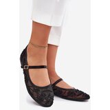 Boto Mesh Ballet Flats With Embroidery And Decoration Black Tillilora | shoptok.hr