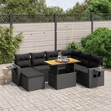  The Living Store Vrtna sedežna garnitura 8-delna z blazinami črn poli ratan - Vrtna Sedežna Garniture, (21477252) | Shoptok.si