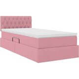  Postelja s shranjevanjem z vzmetnico Roza 90 x 200 cm Žamet, (5000100402) | Shoptok.si