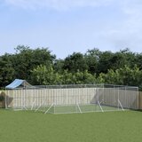 vidaXL Zunanja pasja ograda s streho srebrna 10x6x2,5m pocinkano jeklo Cene