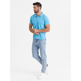 Ombre Cotton pique knit polo shirt - light blue | Shoptok.si