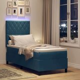 vidaXL Box Spring postelja z vzmetnico in LED temno modra 80x200 cm žamet | Shoptok.si