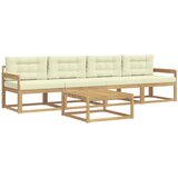  Set vanjskih sofa s jastukom 4 pcs Bijela i krem | shoptok.hr