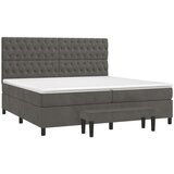  Krevet s oprugama i madracem tamnosivi 200x200 cm baršunasti | shoptok.hr
