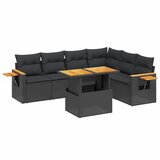 Maison Chic Seti vrtnega pohištva - Vrtna garnitura - Vrtni pohištvo set 7-delna z blazinami črn poli ratan, (21806117) | Shoptok.si