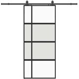  Klizna vrata s priborom crna 90 x 205 cm kaljeno staklo | shoptok.hr
