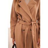 Kesi Włoski Women's suede coat tied at the waist camel | Shoptok.si