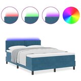 vidaXL Box spring postelja z vzmetnico in LED temno modra 140x200 cm žamet, (22050730) | Shoptok.si