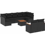 10-dijelni set vrtnih sofa s jastucima crni od poliratana Crna 62 x 62 x 69 cm | Shoptok.si