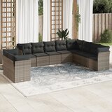 Maison Chic Seti vrtnega pohištva - Vrtna garnitura - Vrtni pohištvo set 10-delna z blazinami siv poli ratan, (21816208) | Shoptok.si