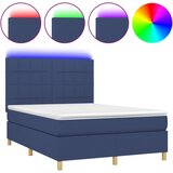 vidaXL Box spring postelja z vzmetnico LED modra 140x190 cm blago, (20898361) Cene