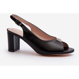 PE1 Elegant Sandals With Ornament on Heel Black Trasea | Shoptok.si