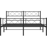  Metalni okvir kreveta uzglavlje i podnožje crni 140x190 cm | shoptok.hr