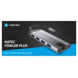 Natec FOWLER PLUS, USB Type-C 6-in-1 Multi-port Adapter (USB3.0 Hub + HDMI + PD + SD/MicroSD card reader + Gigabit LAN), Max. Output 100W, Grey | ePonuda.com