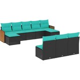vidaXL 10-delni vrtni komplet sedežnih garnitur z blazinami črne barve poli ratan, (5000293719) | Shoptok.si