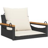  Klupa za ljuljanje s jastucima crna 63x62x40 cm od poliratana | shoptok.hr