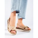 W. POTOCKI Women's low wedge sandals Potocki beige