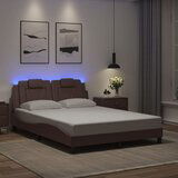Furnova Posteljni okvir z LED lučkami rjav 140x190 cm umetno usnje, (21943071) | Shoptok.si