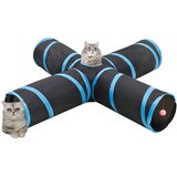  Mačji tunel 4-smjerni crno-plavi 132 cm poliester | shoptok.hr