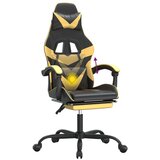  Vrtljiv gaming stol z oporo za noge črno in zlato umetno usnje, (20701223) | Shoptok.si