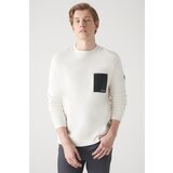 Avva Men's White Crew Neck 3 Thread Fleece Printed Standard Fit Regular Fit Sweatshirt Cene
