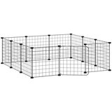 vidaXL Kavez za ljubimce s 12 panela i vratima crni 35 x 35 cm čelični | shoptok.hr