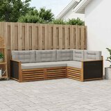  Set vanjskih sofa 4 pcs Prirodna i svjetlosiva | shoptok.hr