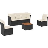  6-dijelni set vrtnih sofa s jastucima crni od poliratana | shoptok.hr