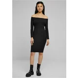 UC Ladies Women's dress with long sleeves and ribs black