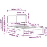  Krevetni okvir s tapiciranim uzglavljem Crna 135 x 190 cm | shoptok.hr