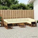  Set vanjskih sofa 11 kom. Prirodna i krem Čvrsto drvo akacije | shoptok.hr