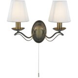 Searchlight Andretti Stenska svetilka za notranjo uporabo, 2 sveči, starinska medenina, s senčniki, E14, (22100621) Cene