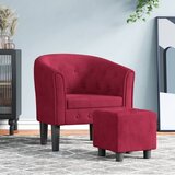 Fotelja s tabureom crvena boja vina baršunasta | shoptok.hr