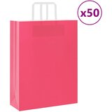 vidaXL Papirnate vrečke 50 kosov z ročaji roza 32x12x42 cm | Shoptok.si