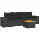 Maison Chic Seti vrtnega pohištva - Vrtna garnitura - Vrtni pohištvo set 5-delna z blazinami črn poli ratan, (21819007) | Shoptok.si