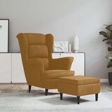  Fotelja s krilnim naslonom i tabureom smeđa baršunasta | shoptok.hr
