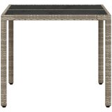  Vrtni stol sa staklenom pločom sivi 90x90x75 cm od poliratana | shoptok.hr