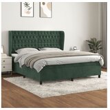 vidaXL Box spring postelja z vzmetnico temno zelena 160x200 Cene