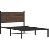  The Living Store Kovinski posteljni okvir z vzglavjem rjavi hrast 100x190 cm - Posteljni Okvir, (21523342) | Shoptok.si