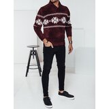 DStreet Sweter męski w śnieżynki bordowy | Shoptok.si