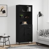 The Living Store Visoka komoda črna 69,5x34x180 cm inženirski les - Visoka Omarica, (21836116) | Shoptok.si
