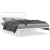 vidaXL Kovinski posteljni okvir z vzglavjem bel 140x190 cm | Shoptok.si