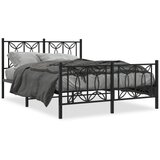 Maison Chic Kovinski Posteljni okvir - Dvoposteljna postelja - Zakonska postelja z vzglavjem in vznožjem črn 135x190 cm, (21696807) | Shoptok.si