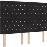 vidaXL Postelja s vzmetnico Črna 140x200 cm Žamet | Shoptok.si