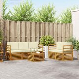  Set vanjskih sofa 6 kom. Prirodna i krem Čvrsto drvo akacije | shoptok.hr